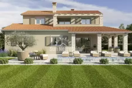 BRGOD, LABIN, BUILDING LAND WITH BUILDING PERMIT FOR TWO VILLAS WITH POOL
