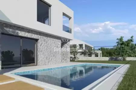 LABIN, ISTRIA, BEAUTIFUL NEW HOUSE IN THE SURROUNDINGS WITH PANORAMIC SEA VIEW